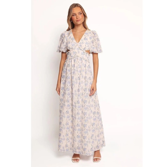 Petal + Pup Jemima Blue Floral Eyelet Cutout Maxi Dress NWT Small - Picture 1 of 4